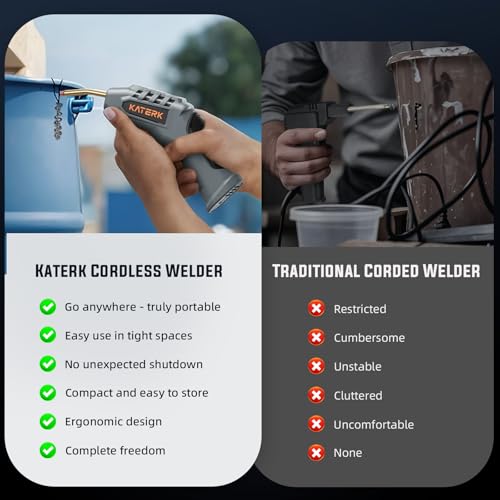 Katerk Cordless Plastic Welder – 400 Staples Included, 3-Temperature Settings, USB Rechargeable Portable Plastic Welding Kit, Perfect for DIY Projects, Bumper/Toys Repair