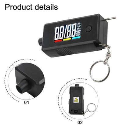 2 in 1 Digital Tire Pressure Gauge and Tread Depth Gauge for Cars, Trucks, SUVs, RVs & Motorcycles — Measures up to 120 PSI and 15 mm, Backlit LCD, Data Hold, Auto Off, Compact Metal Probe Design