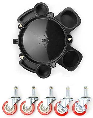 QWORK Bucket Dolly, Detailing Cart for 5 Gallon Car Wash Bucket, Rolling Bucket Dolly with 5 Rolling Swivel Casters and Compartments, for Car Washing Detailing System