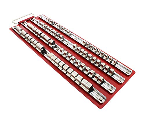 80-Piece Socket Organizer Tray Set - 1/4-Inch, 3/8-Inch, 1/2-Inch Drive Socket Holder - Heavy Duty Tool Box Storage Rails - size: 41.2cm/16-1/5”