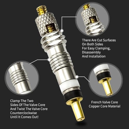 Presta Valve Core Kit Valve Stem Removal Tool Detachable Universal for Tubeless Road MTB Bike Bicycle Tires Repair 10pcs