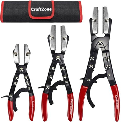 3-Piece Ratcheting Hose Pinch Off Pliers Set 8" 10" 12" Locking Hose Pinch Pliers Set for Radiator Coolant Automotive Fuel Lines