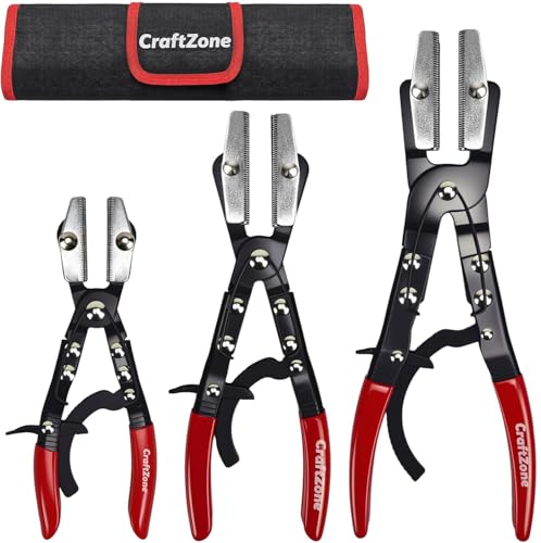 3-Piece Ratcheting Hose Pinch Off Pliers Set 8" 10" 12" Locking Hose Pinch Pliers Set for Radiator Coolant Automotive Fuel Lines