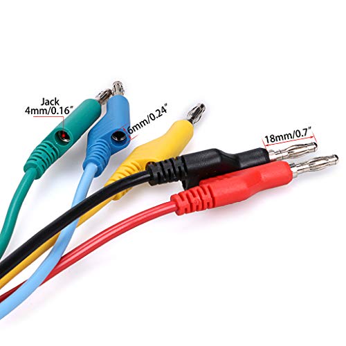 Sumnacon 5Pcs 4mm Banana to Banana Plug Test Leads for Multimeter,3.3Ft/1M | 1000V/15A Flexible Stackable Stackable Banana Plug Wire Test Cable Lead for Electrical Testing - size: 1 m