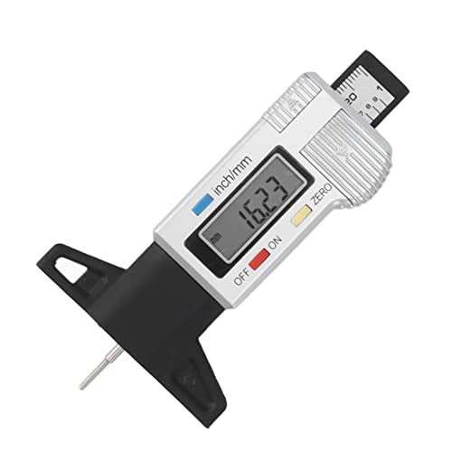 Alomejor Tire Tread Depth Gauge, Digital ABS Tool, Precision Reader for Tire Wear Measurement 0-25.4mm, Ideal for Cars Trucks Motorcycles