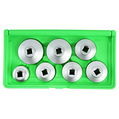 OEMTOOLS 27197 Oil Filter Socket Set, 7 Piece Oil Filter Wrench Set with 24mm, 27mm, 29mm, 30mm, 32mm, 36mm & 38mm Oil Filter Removal Tool for Mercedes, GM, Ford, BMW, MINI, Dodge - style: 7 Piece Socket Set