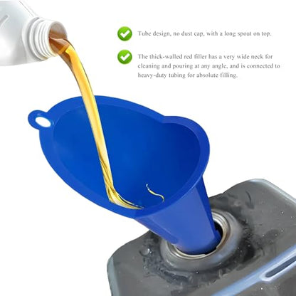 2 PCS Oil Funnel, Multi-Purpose Plastic Long Neck Oil Funnel, Automotive Use Funnels for Filling Oils Lubricants Water Diesel, Kitchen Funnels for Filling Bottles Jars (Blue) - color: Blue, 2 PCS