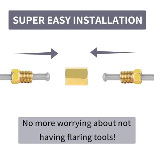 MuHize 6 Inches Heavy Duty Brake Line Kit - 3/16" Stainless Steel Tube with Bubble Flared Ends, 6 Fittings & 2 Unions for Replacement - color: White, size: 6 Inch