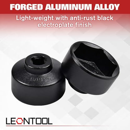 7-Piece Oil Filter Socket Set, 3/8" Drive Low Profile Oil Filter Cap Wrench Socket Set | 24mm, 27mm, 29mm, 30mm, 32mm, 36mm, 38mm | Aluminum Alloy, 6-Point Design, Storage Case Included