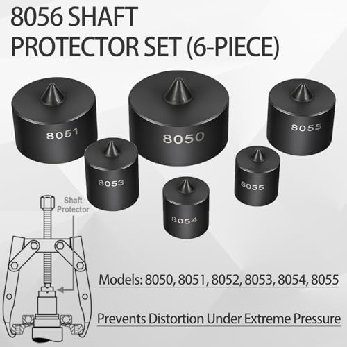 Bonbo 522 Large Gear Puller + 7393 Gear & Pulley Puller + 8056 Shaft Protector Set, 3-in-1 Master Removal Tool Kit for Timing Gears, Fan Pulleys & Harmonic Balancers, 8-Piece Heavy Duty Set