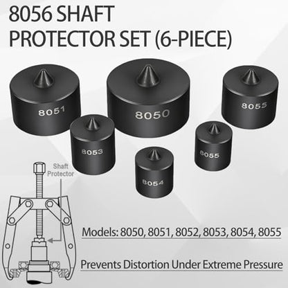 Bonbo 522 Large Gear Puller + 7393 Gear & Pulley Puller + 8056 Shaft Protector Set, 3-in-1 Master Removal Tool Kit for Timing Gears, Fan Pulleys & Harmonic Balancers, 8-Piece Heavy Duty Set
