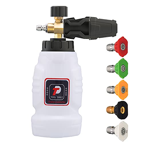Tool Daily Foam Cannon, 1/4 Inch Quick Connect, Power Washer Foam Cannon with 5 Pressure Washer Nozzles,1 Liter - size: 1 L