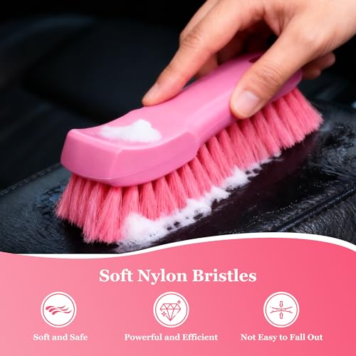 Nylon Upholstery Brush – Shed-Free & Long-Lasting Bristles, Scratch-Free Deep Cleaning Brush for Car Interior, Leather, Sofa, Carpet & Shoes
