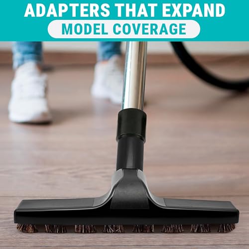 Universal Vacuum Attachments, Horsehair Brush, 1.25" Fit, 360 Swivel | Vacuum Brush Attachment, Soft Bristles, 3 Hose Adapters 1.25" to 1.37", Swivel Head; for Wood, Tile, and Smooth Surfaces