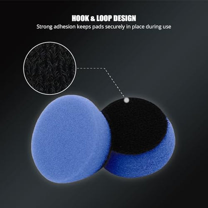 SPTA Blue Mini High-Cut Foam Polishing Pad Sets, 10Pcs 1.3inch/32mm Sponge Polishing Buffing Pads, Car Foam Detail Polishing Pad Kit for Car Detail Polishing, Small Area Polishing -FF102-10 - color: 10Pcs Blue Moderate-Cut Pad, size: 1 Inch (25mm)