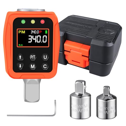 1/2" Digital Torque Adapter - 12.5-250 Ft-Lb, Converts Any 1/2" Ratchet tool to Torque Wrench, Electronic Torque Converter with 3/8" & 1/4" Adapters, Buzzer & LED Alerts, for Bike, Motorcycle & Car - style: 1/2-Inch 12.5-250 Ft-Lb