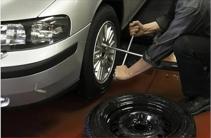 14 inch Heavy Duty Universal Lug Wrench, 4 Way Lug Wrench, Silver - color: Silver