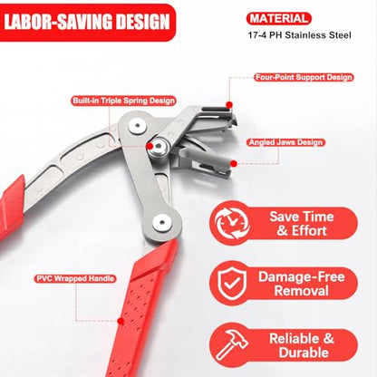 Car Clip Pliers with 100Pcs Car Push Retainer Clips,Spring-Loaded Trim Removal Tool Kit for Automotive Plastic Fasteners,Push Pin,Auto Door Panels, Interior & Exterior Trim