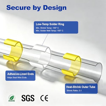 120 Pcs Heat Shrink Solder Seal Wire Connectors Kit, Waterproof Electrical Butt Splice Connectors for Marine, Automotive, Trailer, RV, Boat and Truck Wiring