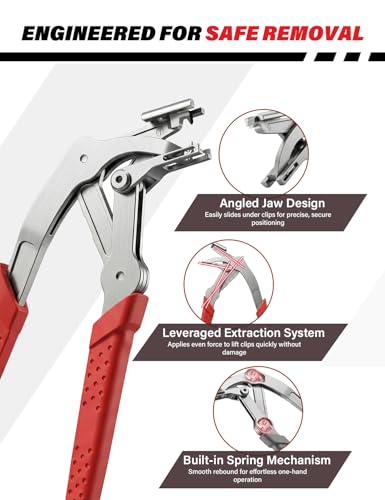 Car Clip Pliers, Damage-Free Clip Removal Pliers for Plastic Push Pins, Panel Clip Removal Tool for Door Trim, Interior Panel & Bumper Clips