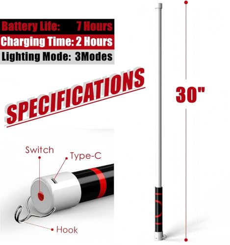 Flexible LED Flashlight Stick, 30" Bendable Mechanic Work Light Rechargeable High Lumen Professional Light 3 Lighting Modes Automotive Illumination Tool Car Repairs Inspections Tight Spaces