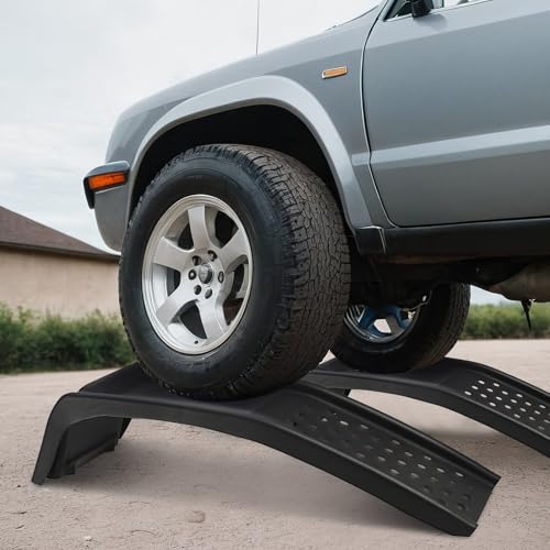 Heavy Duty Car Ramp Set of 2, 4000 Lbs Capacity Auto Ramps, Solid Steel Vehicle Truck Repairs Ramp for Oil Change, Car Repair, Garage Maintenance, Easily Up to 8", Black