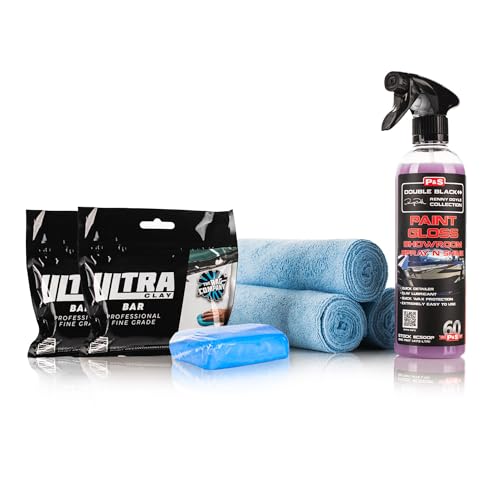 The Rag Company - Clay Bar Kit – Remove Embedded Contaminants & Restore Smooth Paint – Includes Premium Clay Bars, Clay Lubricant & Microfiber Towels - 6 Piece Kit
