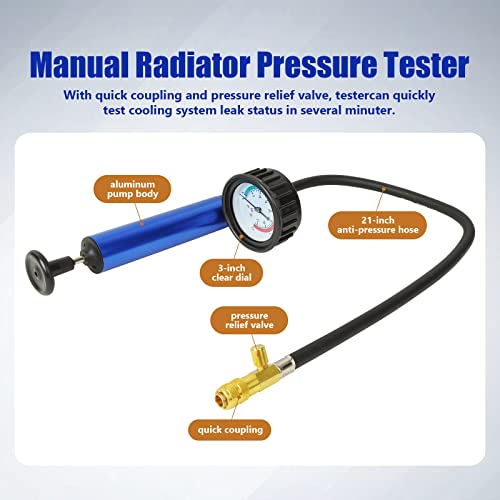 18pcs Cooling System Pressure Tester kit Automotive Radiator Pressure Tester for Motorcycle Car Truck