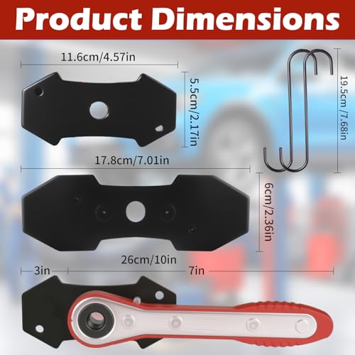 Brake Caliper Compression Tool for Disc Brake Repair | 360° Swing Ratchet, 2 Hanger Hooks, 2PCS Extra Large Steel Magnetic Plates for Sextuplet Pistons, Car & Truck Brake Repair - color: Red
