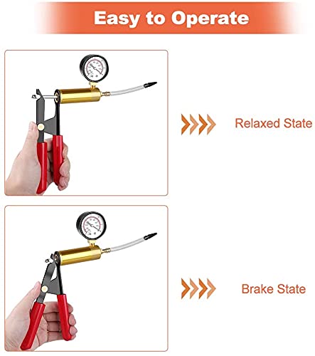 GOTOTOP Hand Held Vacuum Pump Tester Kit,Vacuum Pump Tester Brake Bleeder Set,Vacuum Pressure Pump Tester Tool Brake Fluid Bleeder Bleeding Kit for Car Motorbike Moped Motor Bike