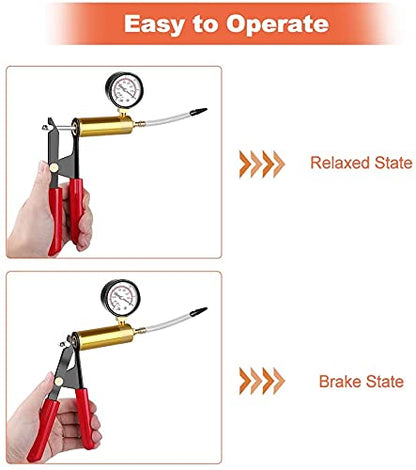 GOTOTOP Hand Held Vacuum Pump Tester Kit,Vacuum Pump Tester Brake Bleeder Set,Vacuum Pressure Pump Tester Tool Brake Fluid Bleeder Bleeding Kit for Car Motorbike Moped Motor Bike