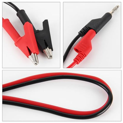 4mm Banana to Alligator Clip Plug Test Leads Multimeter Electrical 4mm Banana Stackable Plug Silicone Flexible Copper Cable 1 Meter for Multimeter Electrical Testing - color: 1set banana to alligator clip