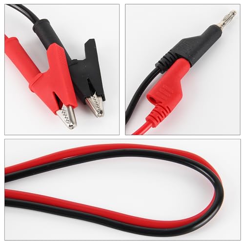 2Pack 4mm Banana to Alligator Clip Plug Test Leads Multimeter Electrical 4mm Banana Stackable Plug Silicone Flexible Copper Cable 1 Meter for Multimeter Electrical Testing - color: 2set banana to clip