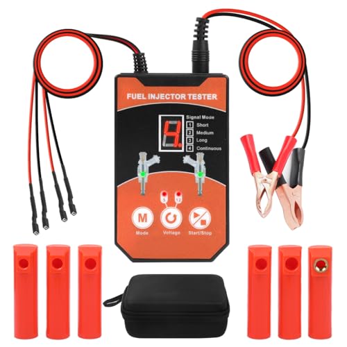 Fuel Injector Tester Cleaner Tool Kit 8 Pulse Modes Injector Tester 2 Fuel Injector Test Simultaneously DIY Cleaning Tools with 6 Injector Cleaner Adapters&50in Wire for 12V/5V Car Motorcycle Injector - size: Small