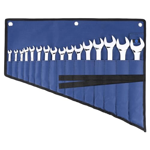 16 Pockets Tool Roll Wrench Roll Organizer, Rolled Tool Pouch Bag with Water Proof Oxford Cloth, Blue (Only Bag) - color: Blue