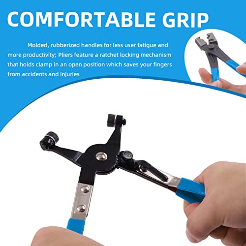 Glarks 9Pcs Blue Flexible Hose Clamp Pliers Set, Long Reach Spring Wire Clip Plier Hose Clamp Pliers Remover Kit for Replacement of Fuel, Oil, Water Hose