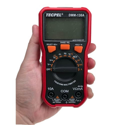 TECPEL DMM-136A Digital Multimeter Auto ranging AC True RMS 3999 Count 3 3/4 Digits
