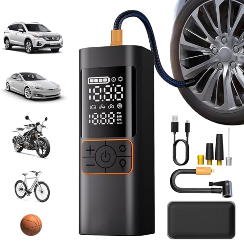 Cordless Tire Inflator Portable Air Compressor with Digital Pressure Gauge, Fast 4X Inflation for Car Truck SUV, Auto Shut Off