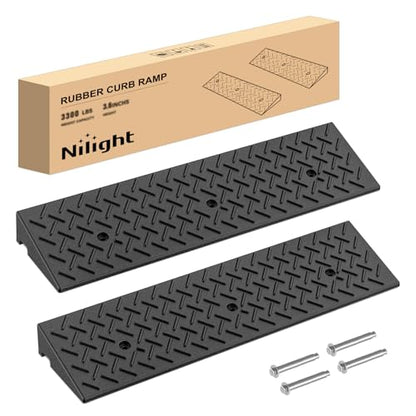 Nilight 3.2 Inch Rise Rubber Curb Ramp, 3300lbs Load Capacity | Heavy Duty Driveway Threshold Shed Ramp for Sidewalk Cars Lawn Mower Motorcycles - size: 3.2" Rise