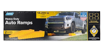 Camco Car Ramps/Truck Ramps - Low Profile Car Ramps - Features 7-Inches of Lift - Use as Car Ramps for Oil Changes, Car Lifts for Home Garage & More - 3,500 lb Capacity per Ramp - 2-Pack (44558)