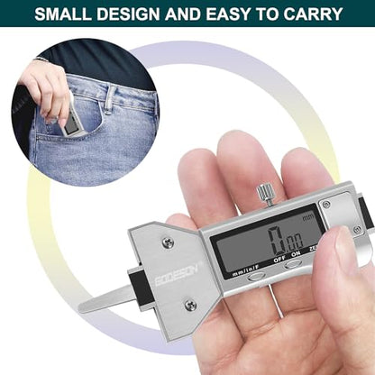 GODESON Metal Digital Tire Tread Depth Gauge, LCD Display Tire Tread Depth Gauge with 3 Modes-Fractional Inch, Decimal Inch and Millimeter,Precision Professional Measuring for Motorcycle, Car, Trucks - size: Single, style: Metal Digital Tire Tread Depth G