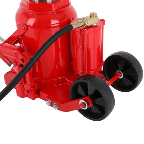 Air Hydraulic Bottle Jack 50 Ton (11 0231 LBS) Pneumatic Bottle Jack Lift Range 27-43cm Air Transmission Jack with Pneumatic & Manual Hand Pump, for Pickup, Truck, RV, Auto Repair, Red