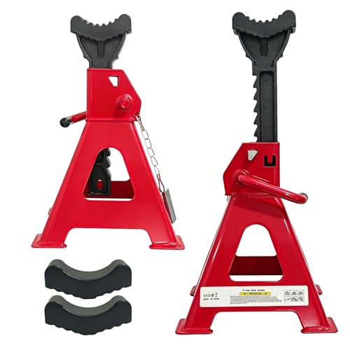 HENBOW Jack Stands,3 Ton(6600 Lbs) Capacity Car Jack Stand with Lock Pin,11.02"-16.14" Adjustable Height for Cars Trucks,Garage, SUV, UTV/ATV,1 Pair，Red - color: Red