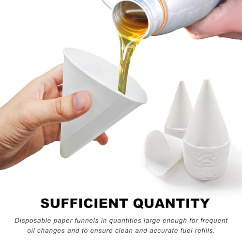 DXNQ 60PCS Disposable Engine Oil Funnels, Paper Cone Funnel Motor Oil Funnel Dispensers for Oil Change, Automotive Use No Spill Disposable Paper Funnels for Water Coolant Gas - color: 60 PCS