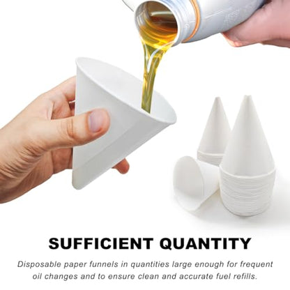 DXNQ 60PCS Disposable Engine Oil Funnels, Paper Cone Funnel Motor Oil Funnel Dispensers for Oil Change, Automotive Use No Spill Disposable Paper Funnels for Water Coolant Gas - color: 60 PCS