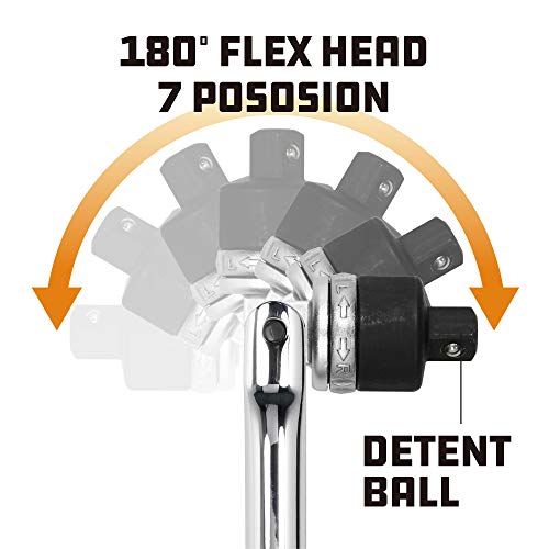 Powerbuilt 1/2 Inch Drive Ratchet Breaker Bar Hand Tool, Long Reach 24 Inches, Grip and Break Loose Tight Bolts, Nuts - 641700