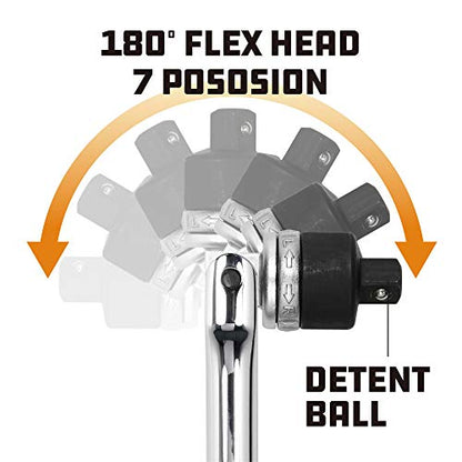 Powerbuilt 1/2 Inch Drive Ratchet Breaker Bar Hand Tool, Long Reach 24 Inches, Grip and Break Loose Tight Bolts, Nuts - 641700