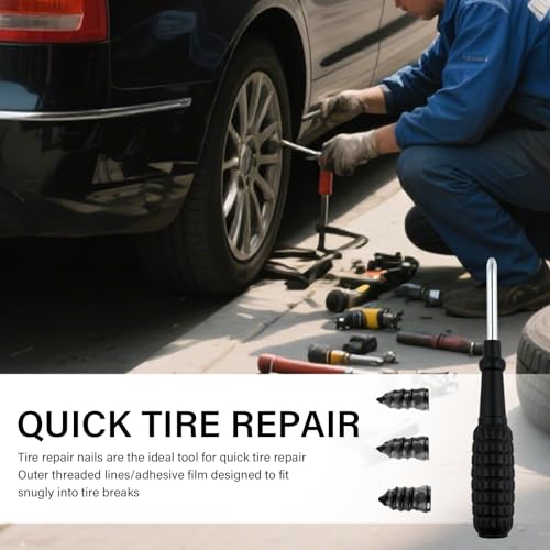 100PCS Tire Screw Plug Repair Kit,Self-Service Tire Repair Kit Includes 3 Sizes of Screw in Tires Plugs & Screwdriver for Quick Repairs,Professional Tires Repairs Rubber Nail - color: 100PCS