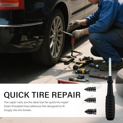 100PCS Tire Screw Plug Repair Kit,Self-Service Tire Repair Kit Includes 3 Sizes of Screw in Tires Plugs & Screwdriver for Quick Repairs,Professional Tires Repairs Rubber Nail - color: 100PCS