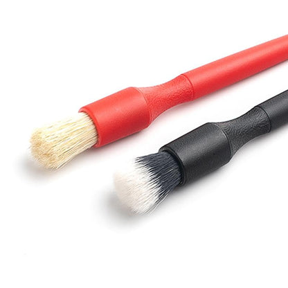 Detail Factory - Crevice Mini Detailing Brush Combo Kit - One Boar's Hair Brush + One Ultra-Soft Synthetic Brush, Heavy Cleaning Action for Small Spaces, Red + Black (2 Pack)